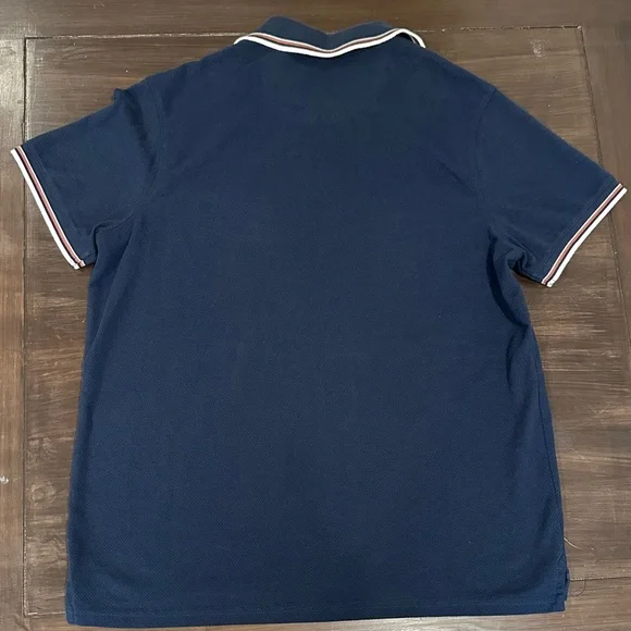 Goodfellow & Co Navy Polo Shirt Striped Trim Pocket Men’s Large - Picture 2 of 6